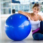 woman with stability ball