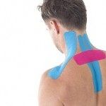 A man with Kinesio-tape on his neck