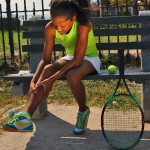 An image of a tennis player with shin splints
